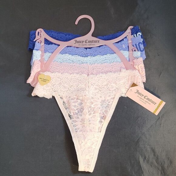 BRAND NEW JUICY COUTURE 5PK DESIGN LACE THONG PANTIE  INTIMATES SETS - Picture 5 of 16